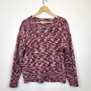 Ann Taylor LOFT Outlet Pink Marled Knit Long Sleeve Sweater, Size Medium, GUC